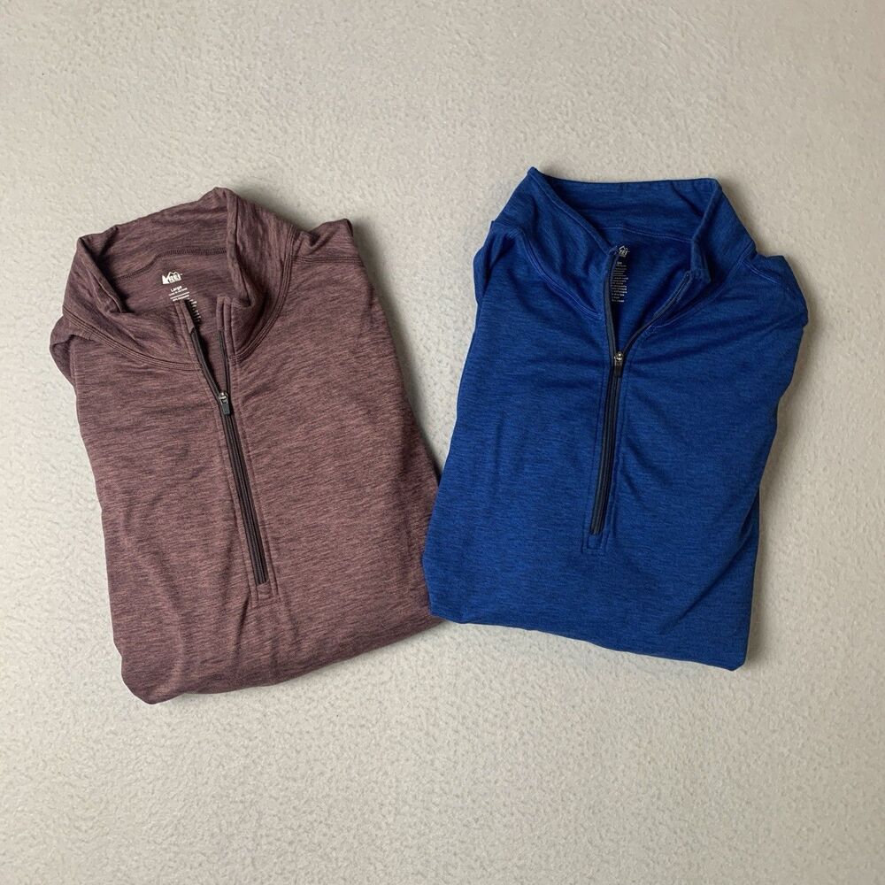 REI Co-op Quarter Zip Men Large Blue & Maroon Pullovers Gorpcore Athletic